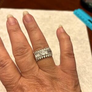 Very Nice Costume Silver and Rhinestone Ring